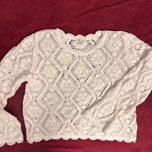 POL Cream crochet sweater. One size